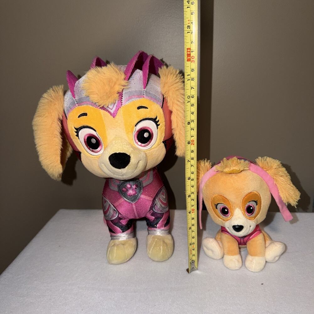 LOT of 2 Paw Patrol Skye 12” & 7” Pink Plush Nick Jr Super Hero Spin Master